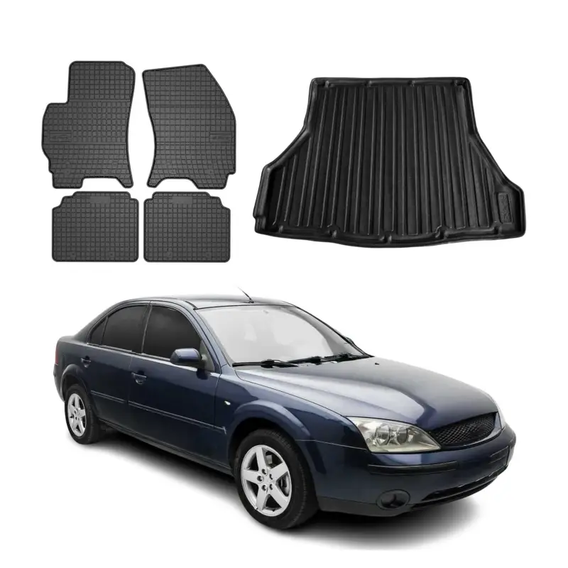 Knallerangebot Fußmatten & Kofferraumwanne Set für Ford Mondeo mk3 2000-2007 Gummi Schwarz 5x