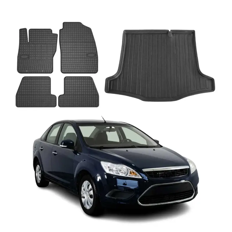 Knallerangebot Fußmatten & Kofferraumwanne Set für Ford Focus mk2 2004-2011 Limo Gummi 5x
