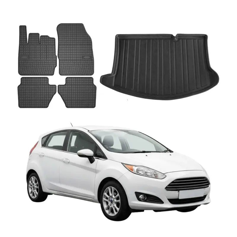 Super-Preis Fußmatten & Kofferraumwanne Set für Ford Fiesta Schrägheck 2008-2017 Gummi 5x