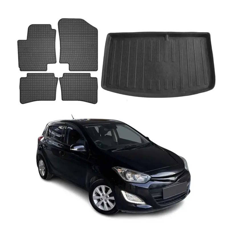 Fußmatten & Kofferraumwanne Set für Hyundai i20 Schrägheck 2008-2014 Gummi 5x Neue Kollektion
