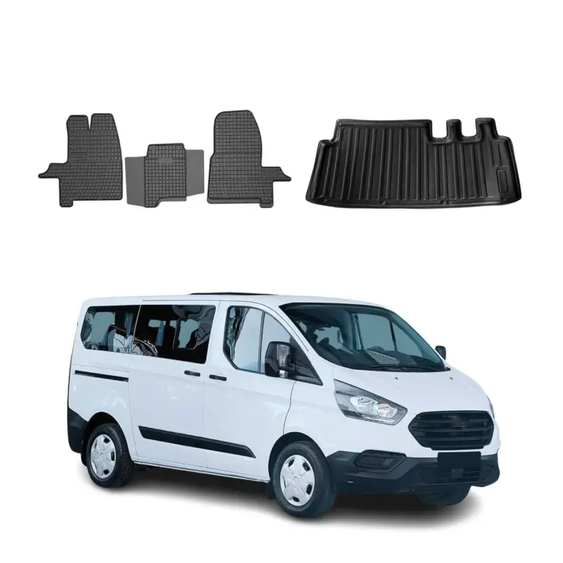 Preiswert Fußmatten & Kofferraumwanne Set für Ford Tourneo Custom 2012-2024 Gummi TPE 4x