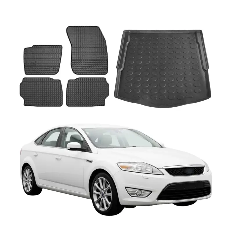 Meistverkauft Fußmatten & Kofferraumwanne Set für Ford Mondeo mk4 Liftback 2007-2014 Gummi 5x
