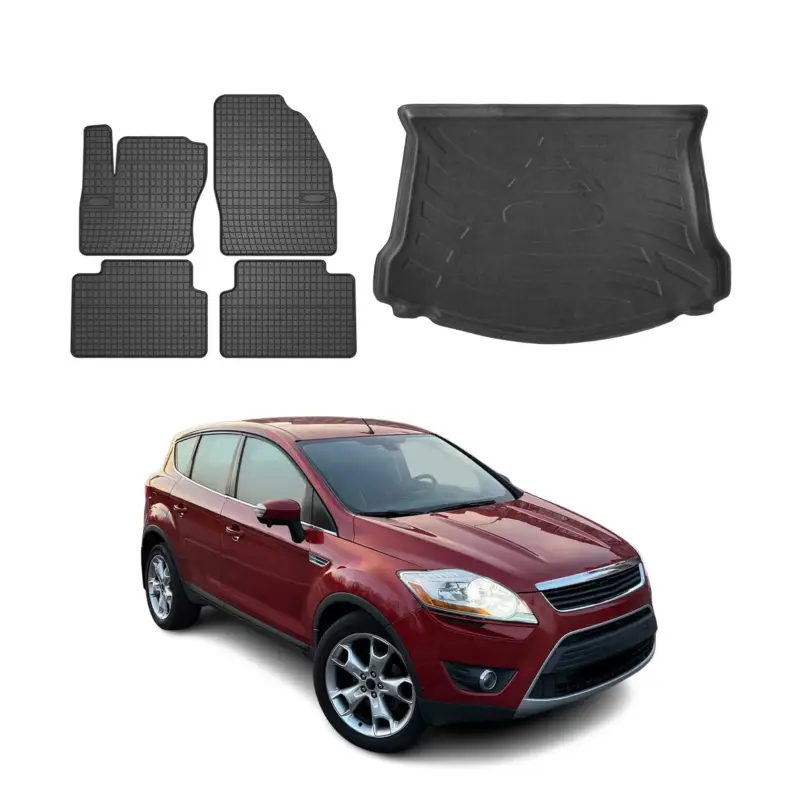 Fußmatten & Kofferraumwanne Set für Ford Kuga I 2008-2012 Gummi TPE Schwarz 5tlg Nur Heute