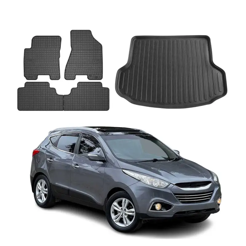 Günstig Fußmatten & Kofferraumwanne Set für Hyundai ix35 2009-2015 Gummi TPE Schwarz 5x