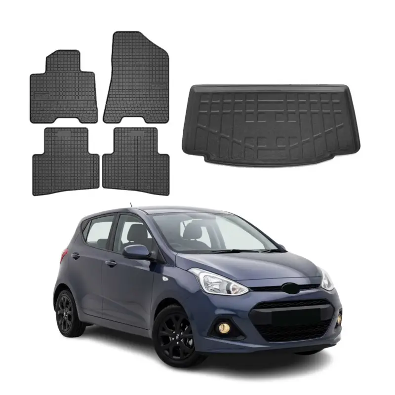 Top-Angebot Fußmatten & Kofferraumwanne Set für Hyundai i10 Schrägheck 2013-2019 Gummi 5x
