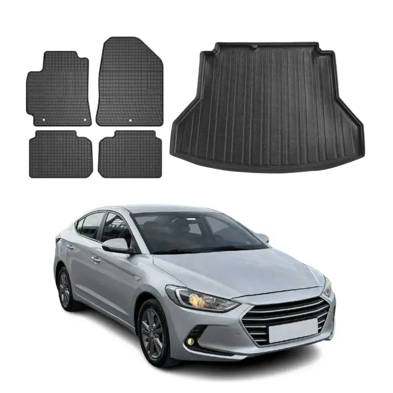 Fußmatten & Kofferraumwanne Set für Hyundai Elantra 2015-2020 Gummi Schwarz 5x Angebot