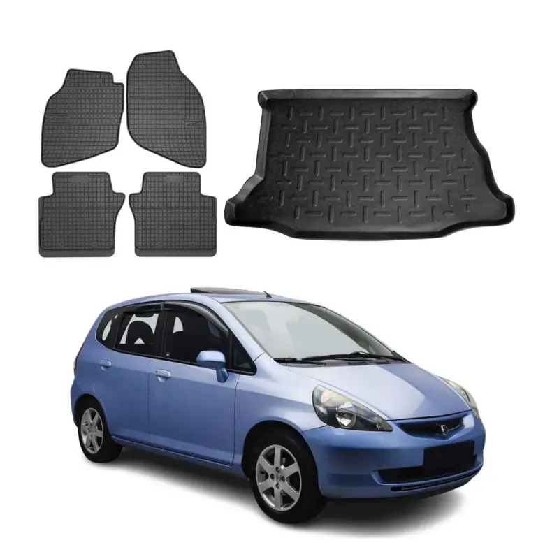 Knallerangebot Fußmatten & Kofferraumwanne Set für Honda Jazz 2001-2008 Gummi TPE Schwarz 5x