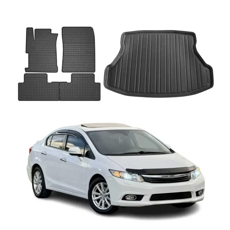 Neue Kollektion Fußmatten & Kofferraumwanne Set für Honda Civic Stufenheck 2011-2016 Gummi 5x