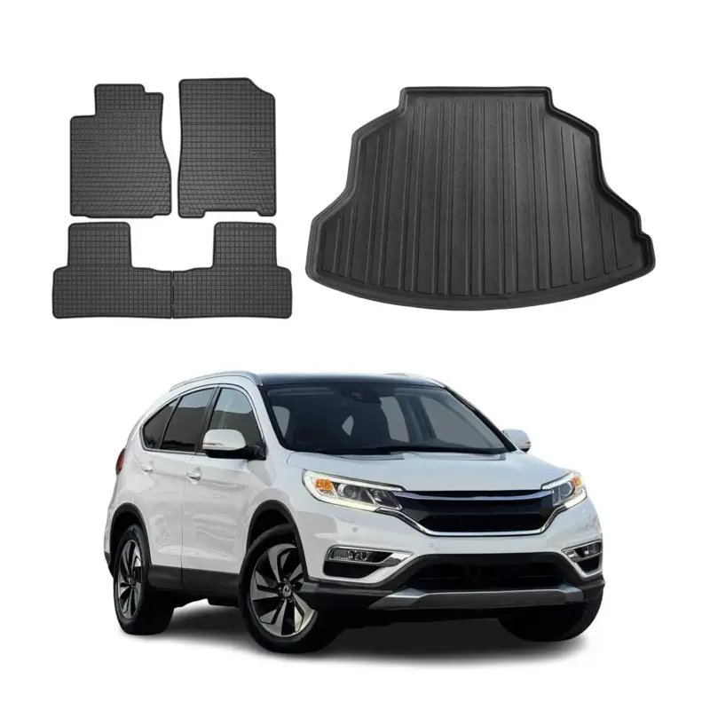 Fußmatten & Kofferraumwanne Set für Honda CR-V 2012-2017 Gummi TPE Schwarz 5x Preisreduziert