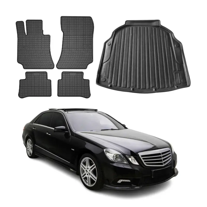 Begrenztes Angebot Fußmatten & Kofferraumwanne Set für Mercedes E Klasse W212 2009-2016 Gummi 5x
