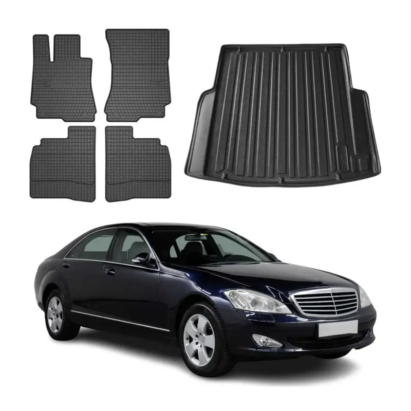 Fußmatten & Kofferraumwanne Set für Mercedes S Klasse W221 2005-2013 Gummi 5x Knallerangebot