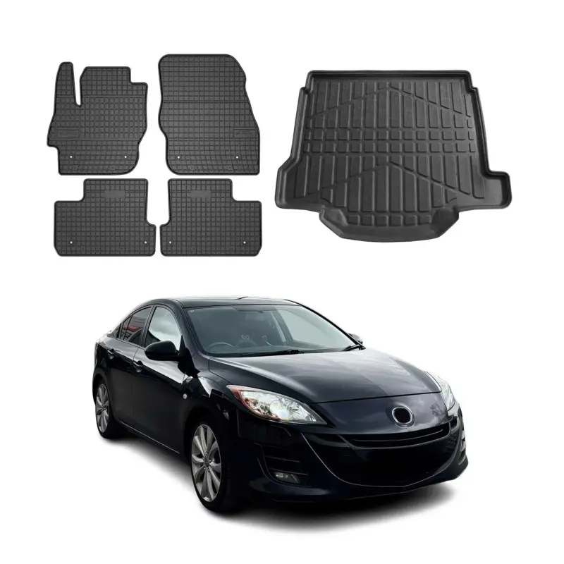 Fußmatten & Kofferraumwanne Set für Mazda 3 Stufenheck 2008-2014 Gummi TPE 5x Neuheit