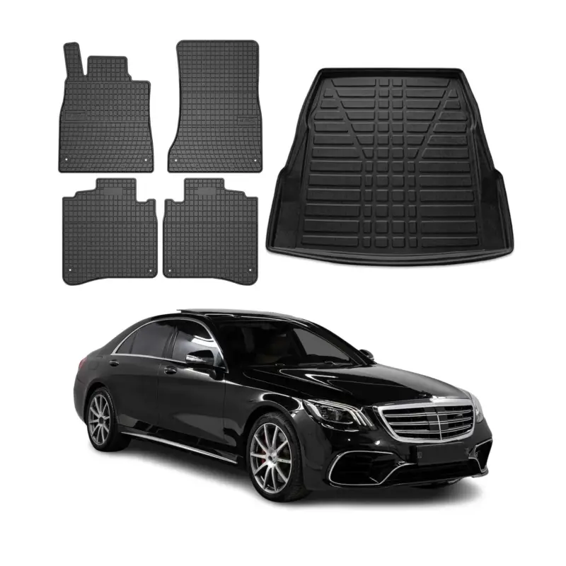 Neu Im Sortiment Fußmatten & Kofferraumwanne Set für Mercedes S Klasse W222 2014-2020 Gummi 5x