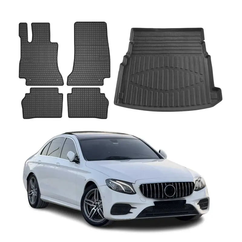 Sonderaktion Fußmatten & Kofferraumwanne Set für Mercedes E Klasse W213 Limo 2017-2023 Gummi