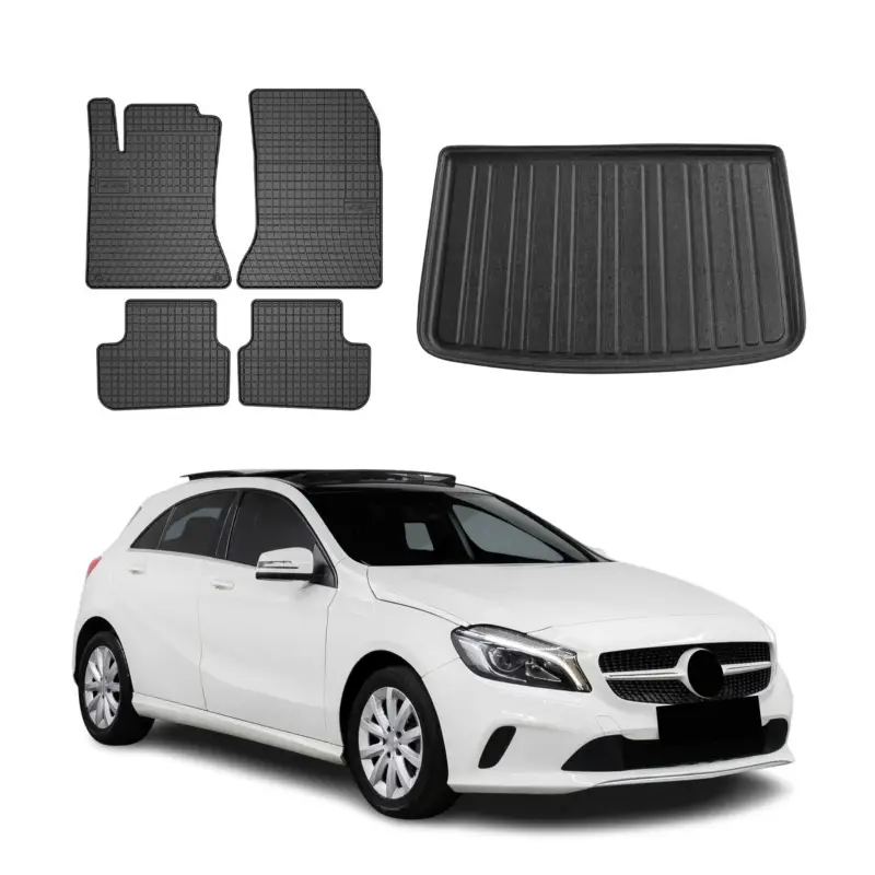 Versand Am Gleichen Tag Fußmatten & Kofferraumwanne Set für Mercedes A Klasse W176 2012-2018 Gummi 5x