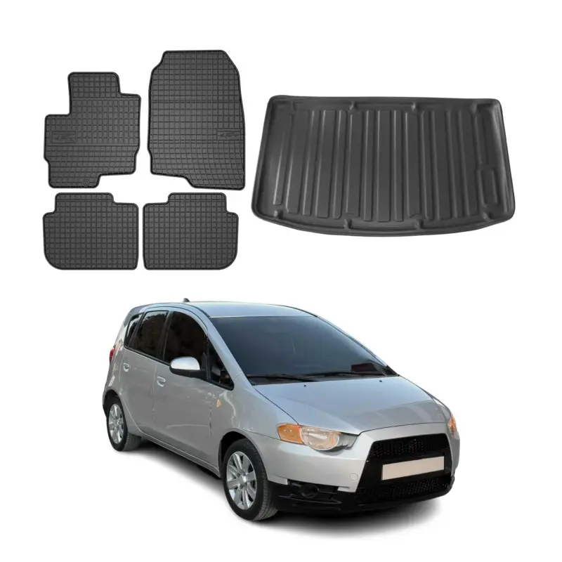 Fußmatten & Kofferraumwanne Set für Mitsubishi Colt CZ3 5 Türer 2008-2013 Gummi Rabatt
