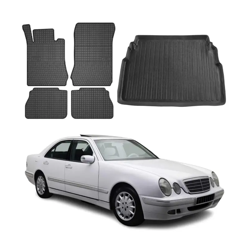 Fußmatten & Kofferraumwanne Set für Mercedes E Klasse W210 Limo 1996-2001 Gummi Abverkauf