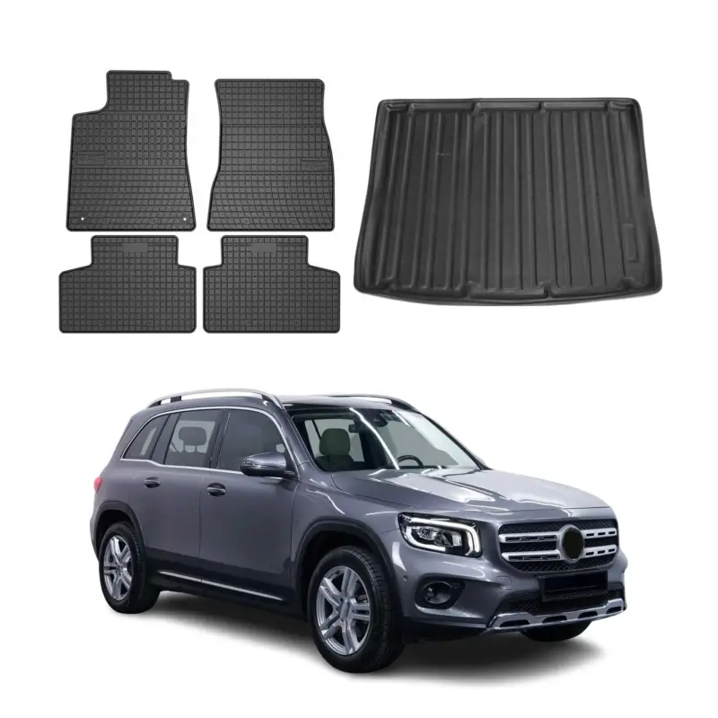Aktuell Fußmatten & Kofferraumwanne Set für Mercedes GLB X247 2019-2026 Obere Gummi 5x