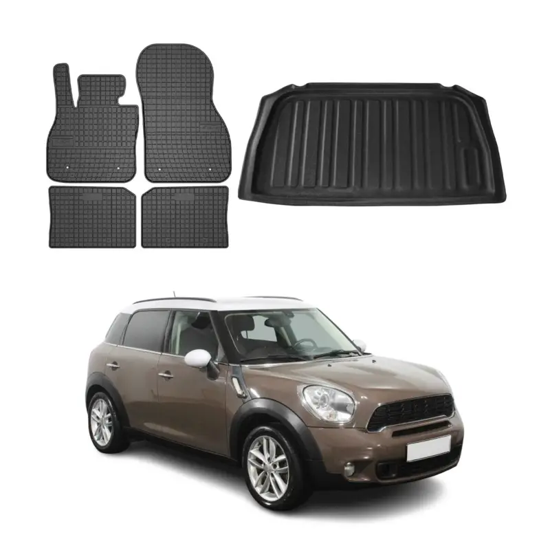 Fußmatten & Kofferraumwanne Set für Mini Countryman 2010-2016 Gummi Schwarz 5x Schnäppchen
