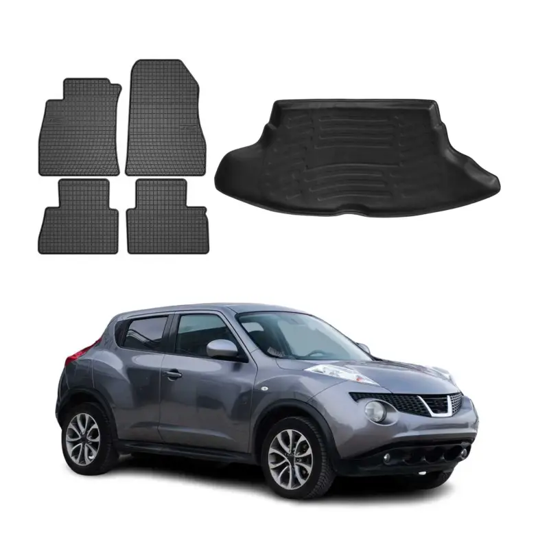 Fußmatten & Kofferraumwanne Set für Nissan Juke 2010-2019 Untere Gummi TPE 5x Nur Heute