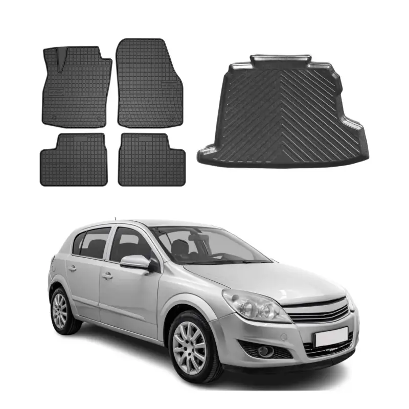 Fußmatten & Kofferraumwanne Set für Opel Astra H Stufenheck 2005-2010 Gummi 5x Preis Gesenkt
