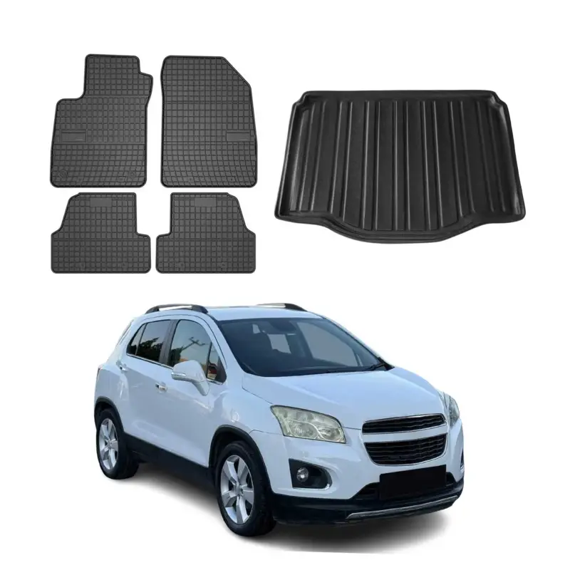 Aktuell Fußmatten & Kofferraumwanne Set für Chevrolet Trax/Buick Encore 13-2022 Schwarz