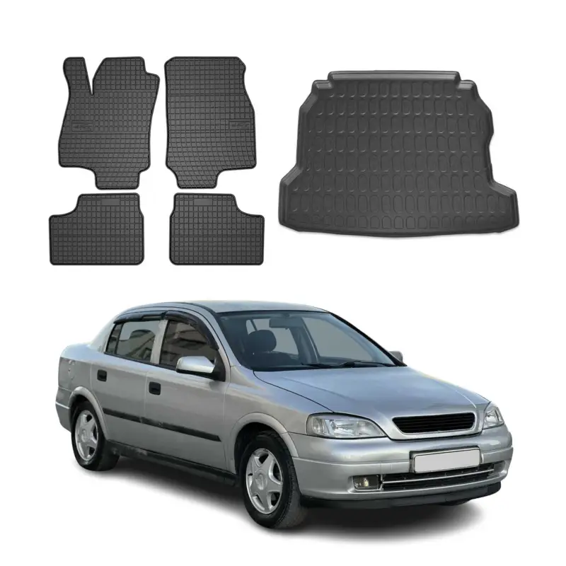 Fußmatten & Kofferraumwanne Set für Opel Astra G Stufenheck 1998-2004 Gummi 5x Super-Preis