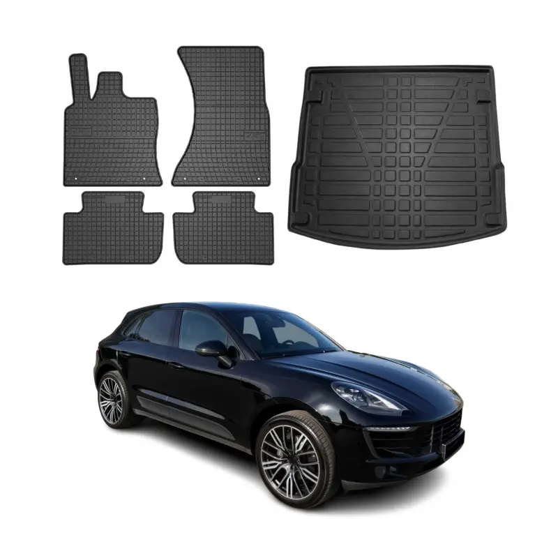 Knallerangebot Fußmatten & Kofferraumwanne Set für Porsche Macan 2015-2026 Gummi Schwarz 5x