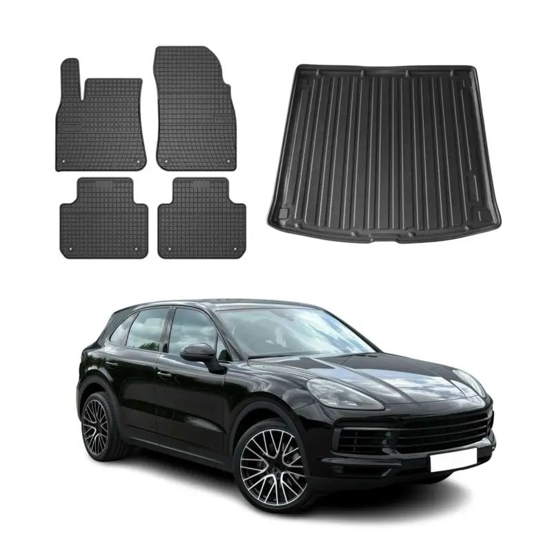 Versand Am Gleichen Tag Fußmatten & Kofferraumwanne Set für Porsche Cayenne mk3 2019-2026 Gummi 5x