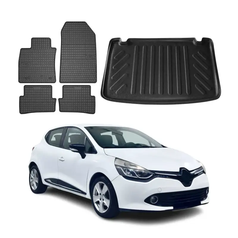 Versand Am Gleichen Tag Fußmatten & Kofferraumwanne Set für Renault Clio Schrägheck 2012-2018 Gummi 5x