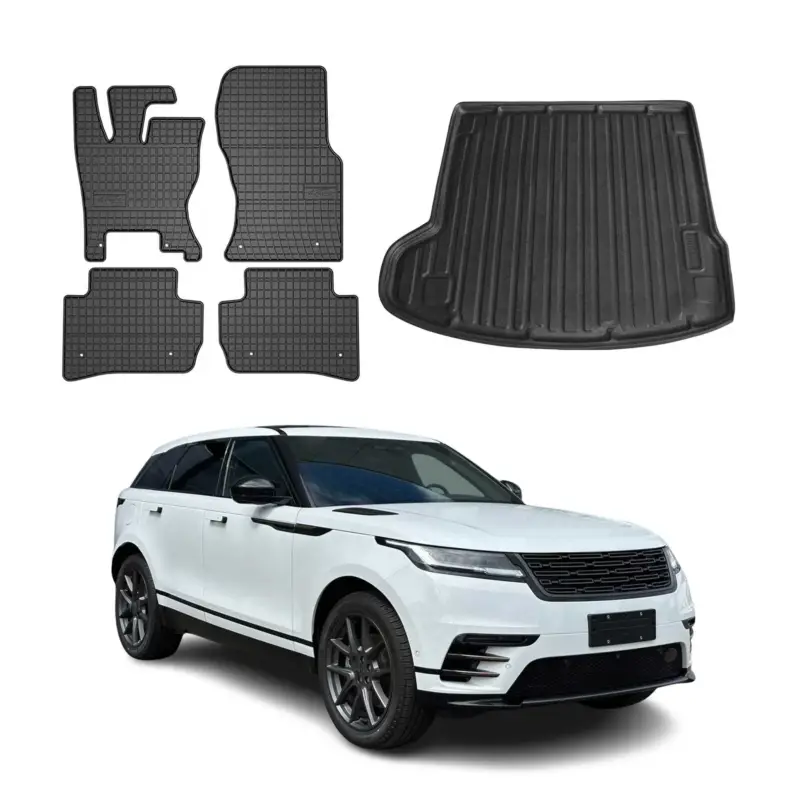 Markenprodukt Fußmatten & Kofferraumwanne Set für Land Rover Range Rover Velar 2017-2026 Gummi