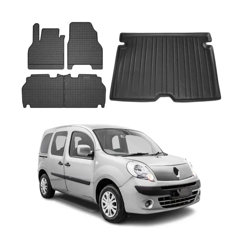 Jetzt Bestellen Fußmatten & Kofferraumwanne Set für Renault Kangoo 2016-2021 Gummi Schwarz 5x