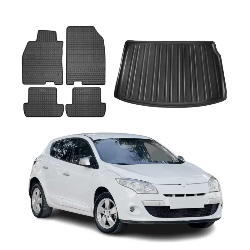Online Kaufen Fußmatten & Kofferraumwanne Set für Renault Megane Coupe 2009-2016 Gummi 5x