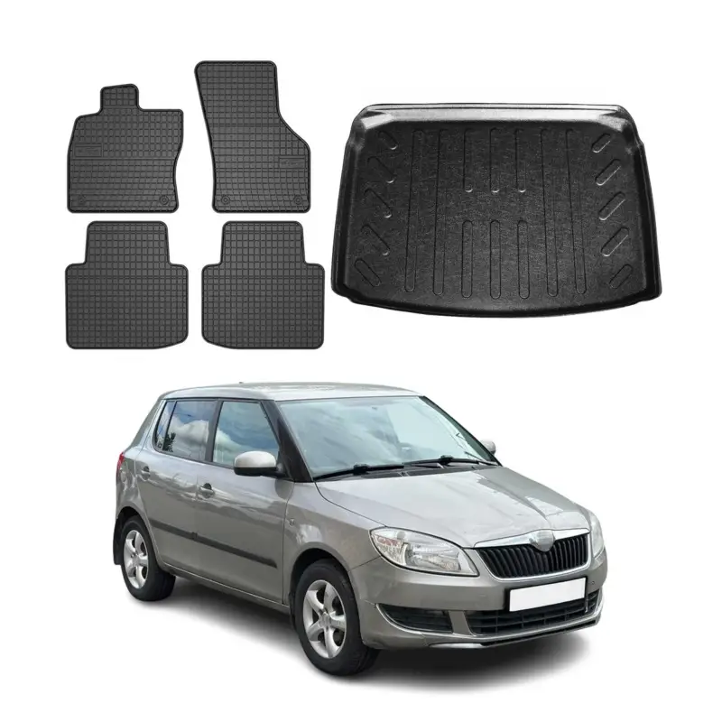 Sonderangebot Fußmatten & Kofferraumwanne Set für Skoda Fabia Schrägheck 2007-2014 Gummi 5x