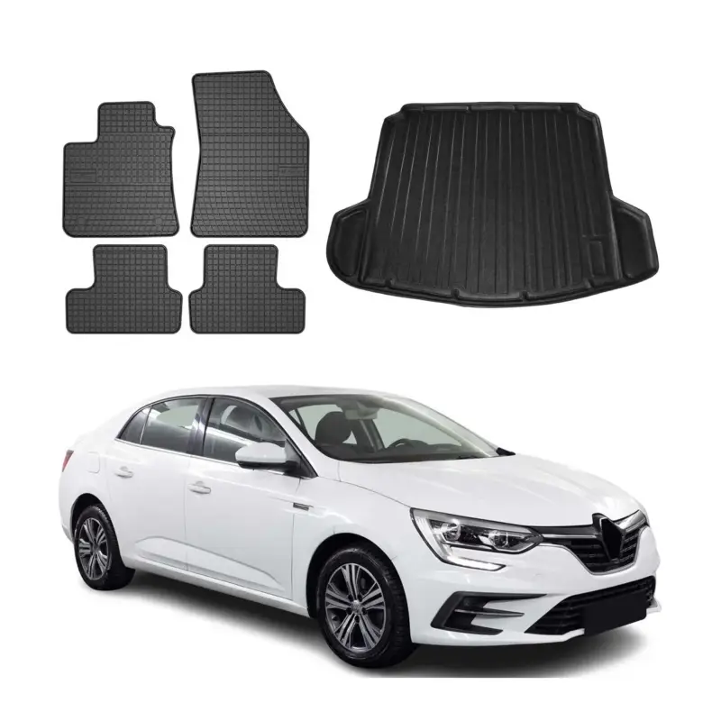Direktkauf Fußmatten & Kofferraumwanne Set für Renault Megane 2016-2022 Gummi Schwarz 5x