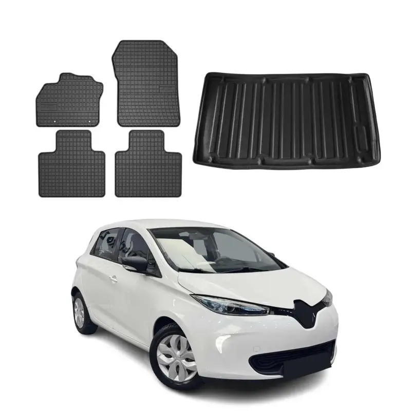 Letzte Chance Fußmatten & Kofferraumwanne Set für Renault Zoe 2012-2024 Gummi TPE Schwarz 5x