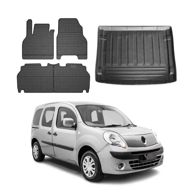 Echt Fußmatten & Kofferraumwanne Set für Renault Kangoo 2008-2010 Gummi TPE