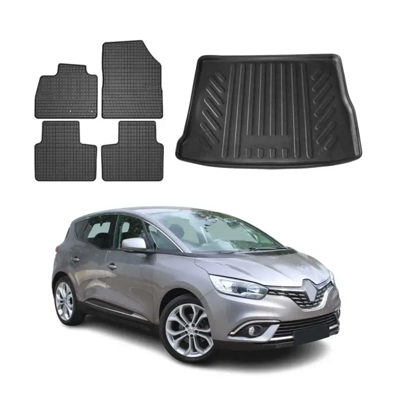 Sonderangebot Fußmatten & Kofferraumwanne Set für Renault Scenic 2016-2022 Gummi Schwarz 5x