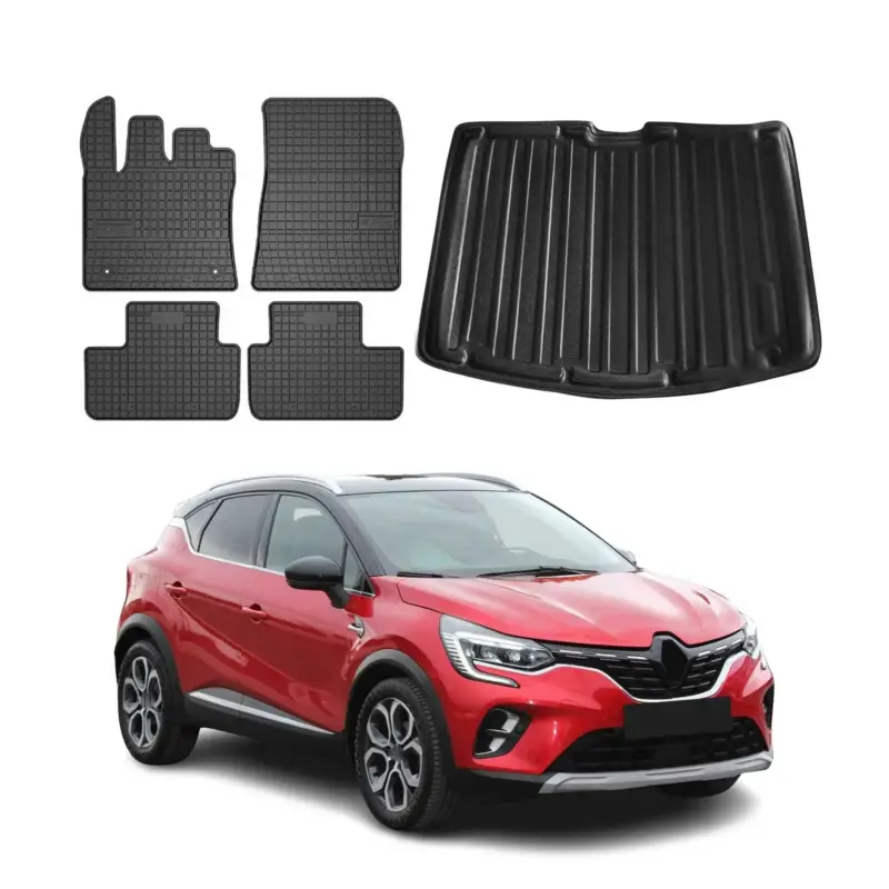 Direktkauf Fußmatten & Kofferraumwanne Set für Renault Captur 2019-2026 Untere Gummi 5x