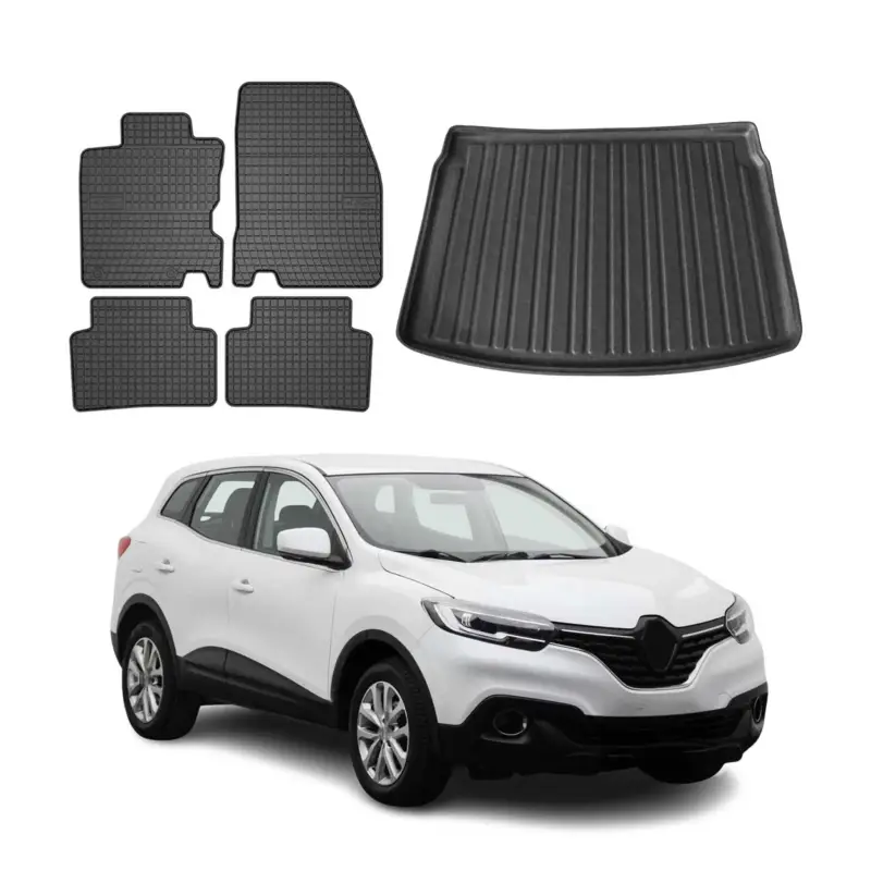 Fußmatten & Kofferraumwanne Set für Renault Kadjar 2015-2022 Gummi Schwarz 5x Wochenendangebot