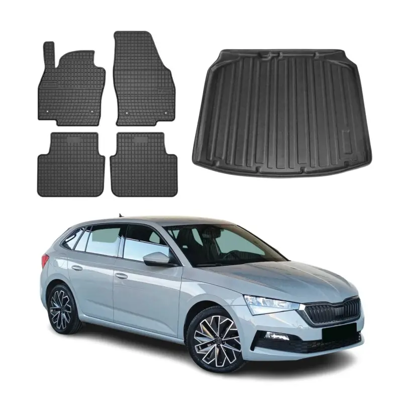 Fußmatten & Kofferraumwanne Set für Skoda Scala 2019-2026 Gummi TPE Schwarz 5x Top-Angebot
