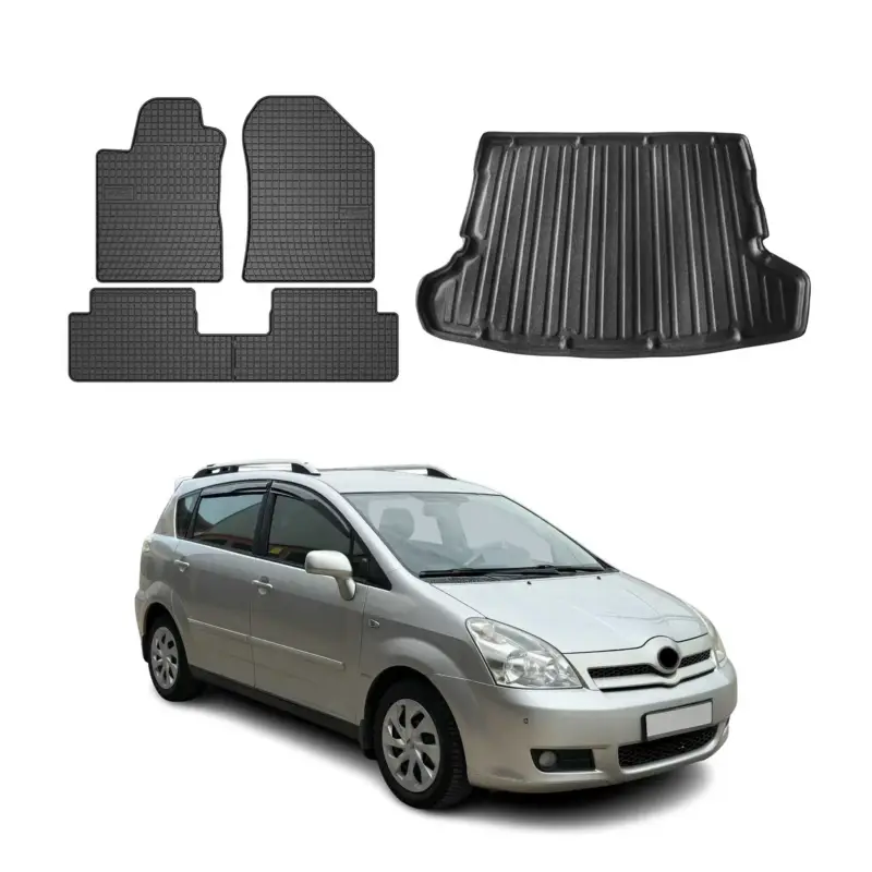 Fußmatten & Kofferraumwanne Set für Toyota Corolla Verso 2004-2009 Gummi 5x Heißes Angebot