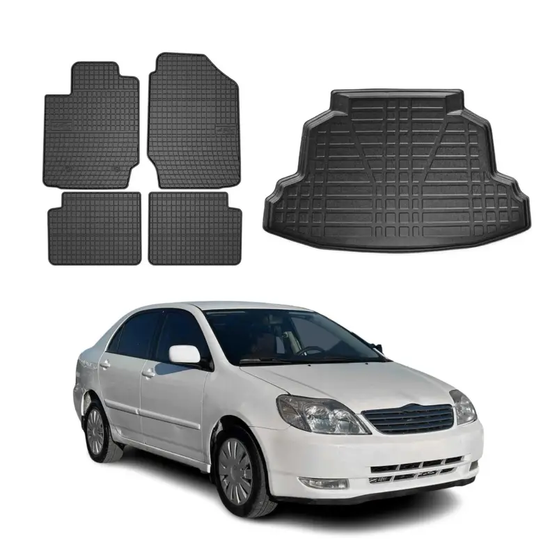 Fußmatten & Kofferraumwanne Set für Toyota Corolla Kombi Limo 2002-2007 TPE 5x Neuheit