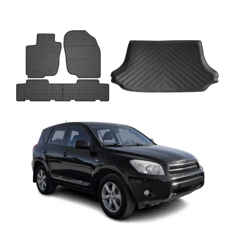 Fußmatten & Kofferraumwanne Set für Toyota RAV4 2006-2012 Gummi TPE Schwarz 5x Abverkauf