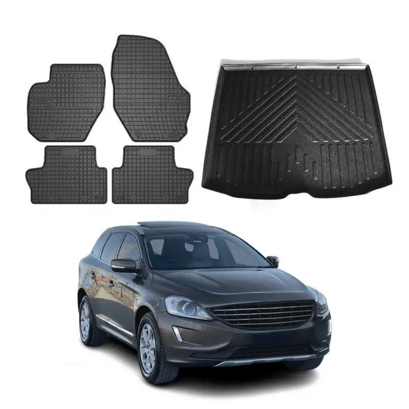 Fußmatten & Kofferraumwanne Set für Volvo XC60 2009-2019 Gummi TPE Schwarz 5x Sonderaktion