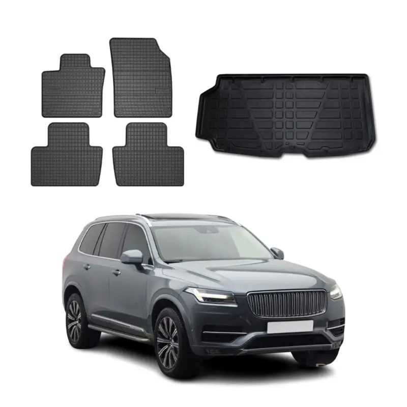 Fußmatten & Kofferraumwanne Set für Volvo XC90 2015-2026 Gummi TPE Schwarz 5x Super-Preis