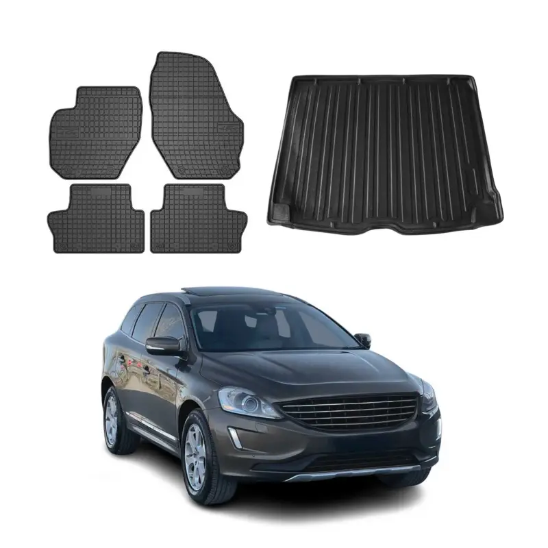 Fußmatten & Kofferraumwanne Set für Volvo XC60 2009-2019 Gummi Schwarz 5x Neue Ware