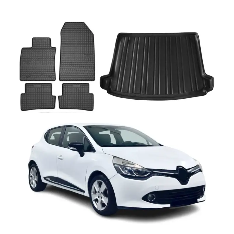 Fußmatten & Kofferraumwanne Set für Renault Clio 2012-2019 Untere Gummi 5x Sonderangebot