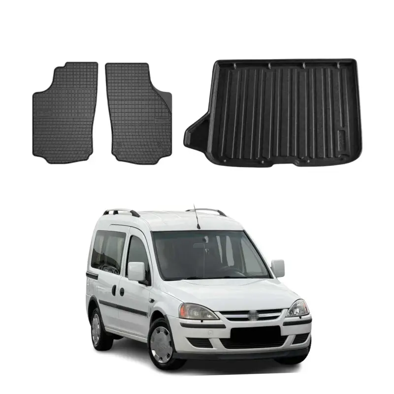 Fußmatten & Kofferraumwanne Set für Opel Combo 2001-2011 Gummi TPE Schwarz 3x Markenware
