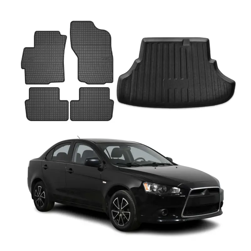 Jetzt Bestellen Fußmatten & Kofferraumwanne Set für Mitsubishi Lancer Limo 2008-2017 Gummi 5x